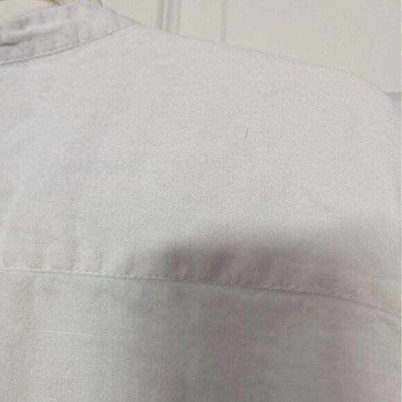 Grace Elements 100% Linen Smocked Shirt Womens Size XL White Button Front - Picture 8 of 12